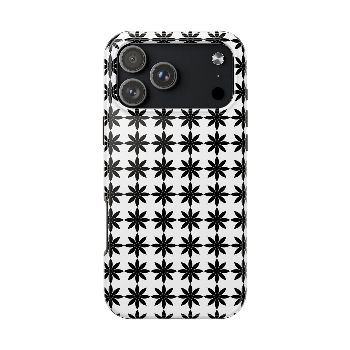 Tough Phone Case — Black & White Geometric Star Pattern