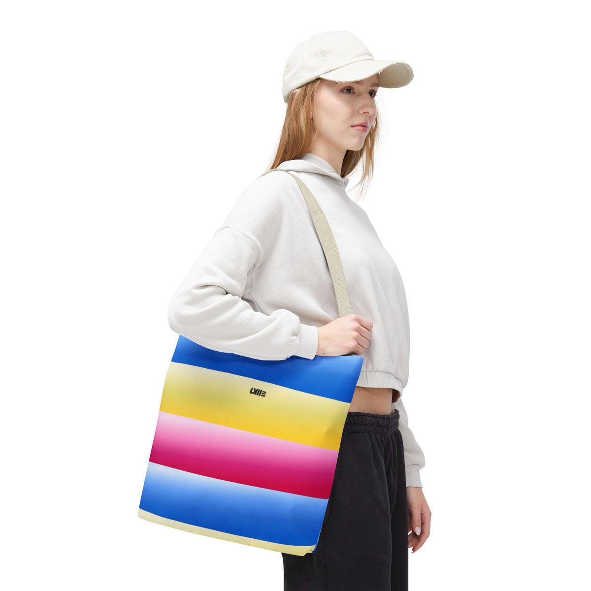 Colorful Pride Stripes Tote Bag – Pastel Blue, Yellow & Pink AOP