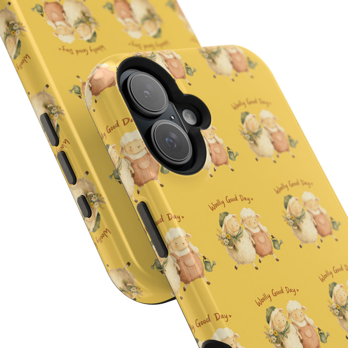 "Woolly Good Day" Phone Case — Yellow Sheep Pattern Magnetic Impact-Resistant Cover