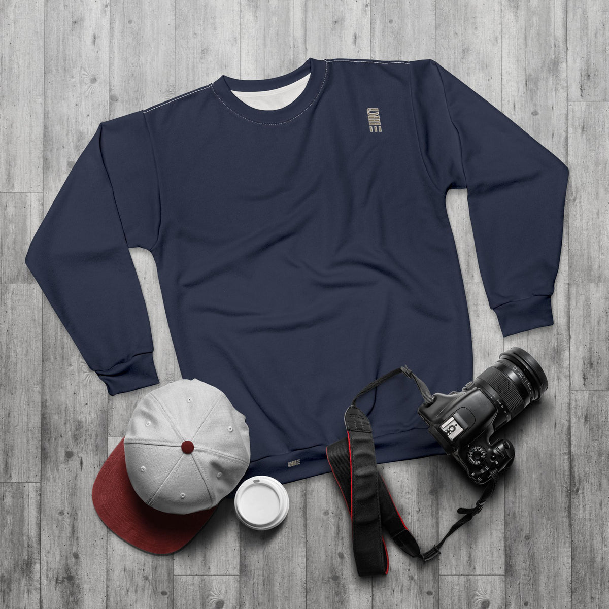 Minimal Crewneck Sweatshirt — Navy All-Over Print
