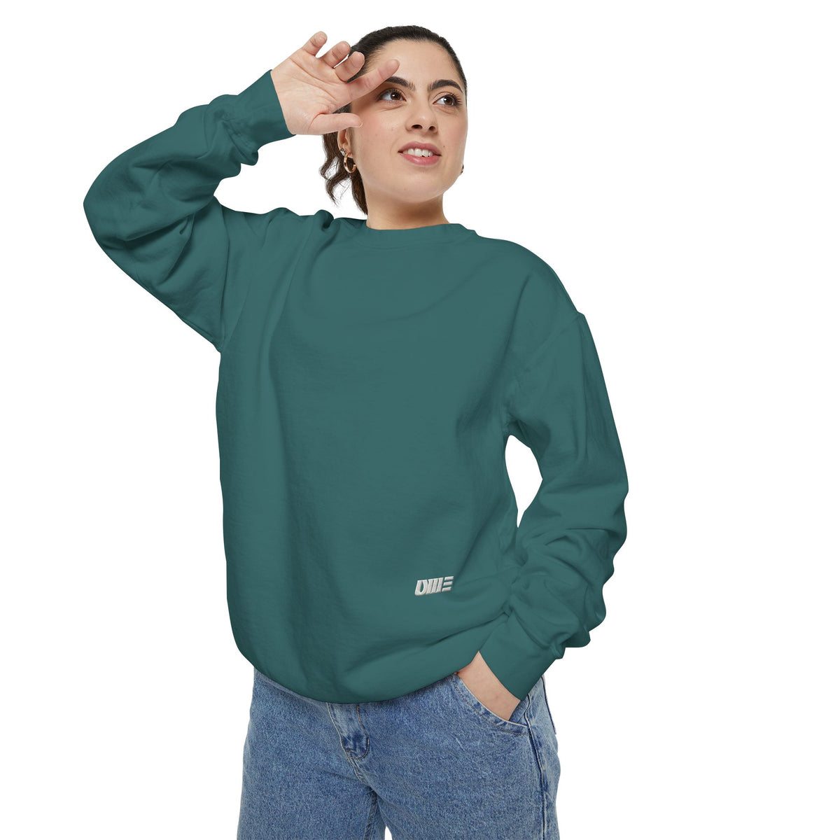 Garment-Dyed Crewneck Sweatshirt — Multi-Color Minimal Graphic