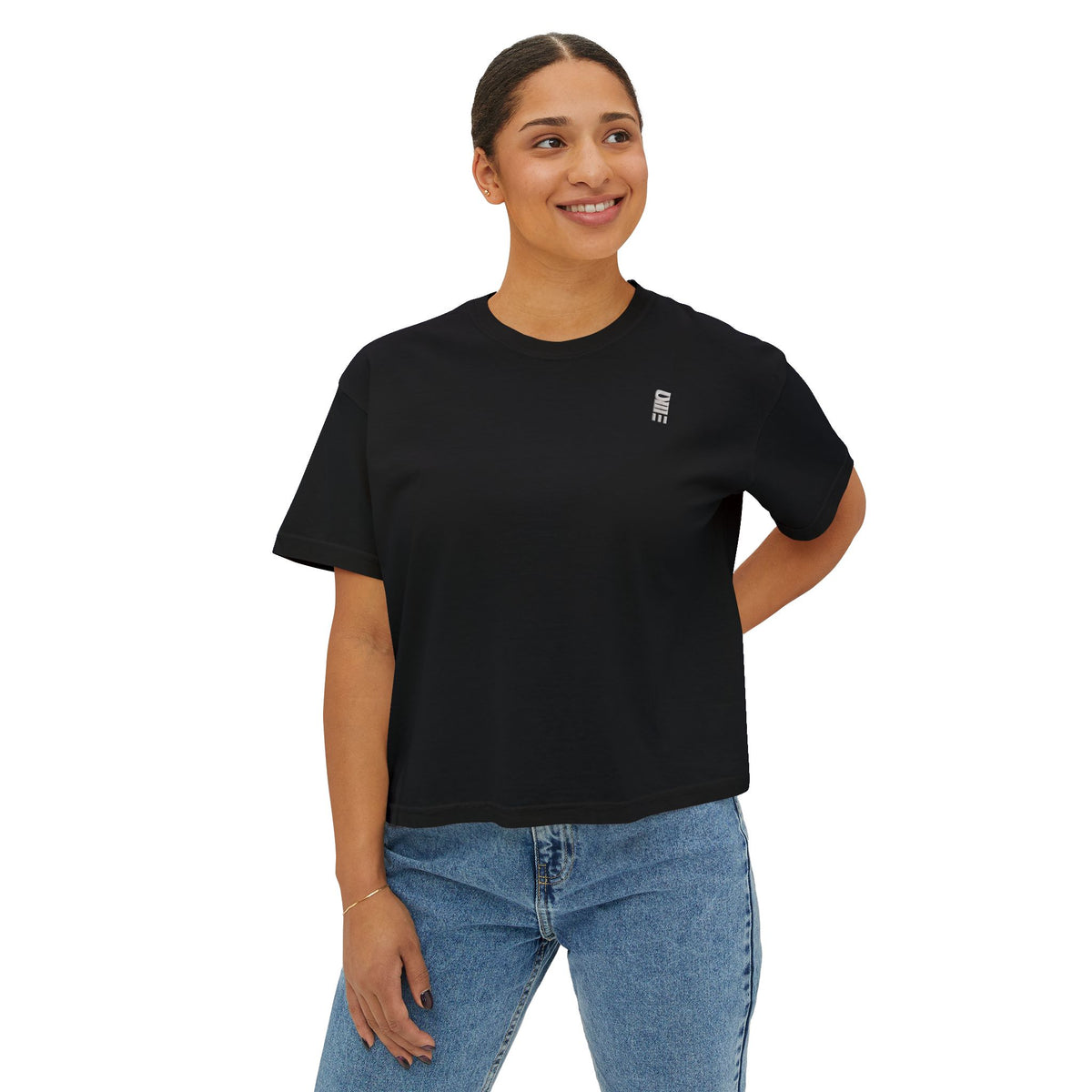 Women’s Cropped Boxy T-Shirt — Multi-Color Minimal Graphic