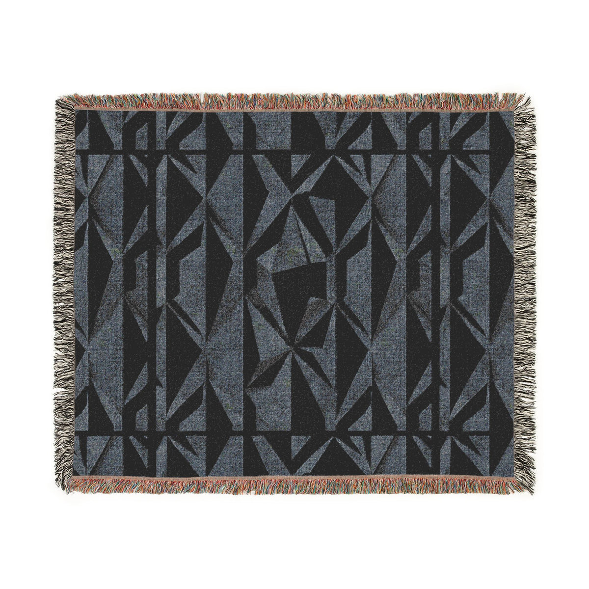 Geometric Deer Woven Blanket — Rustic Woodland Throw for Cabin, Camp, Outdoors