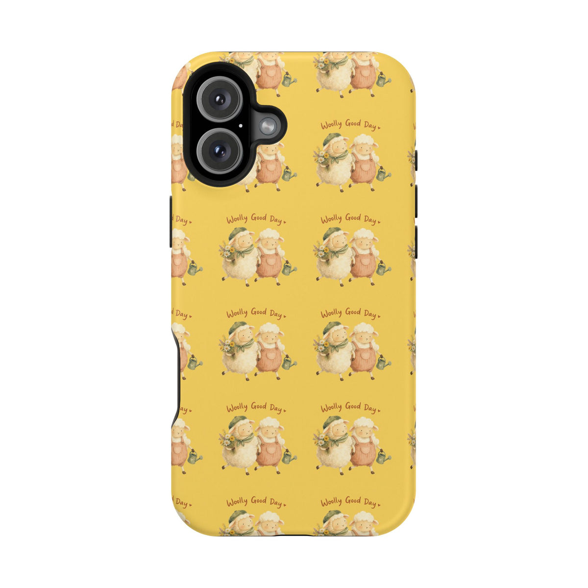 "Woolly Good Day" Phone Case — Yellow Sheep Pattern Magnetic Impact-Resistant Cover