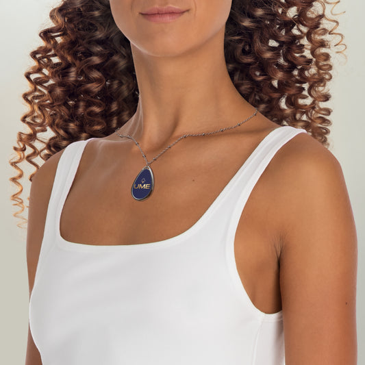 Oval Pendant Necklace — Navy UME Logo Teardrop Necklace