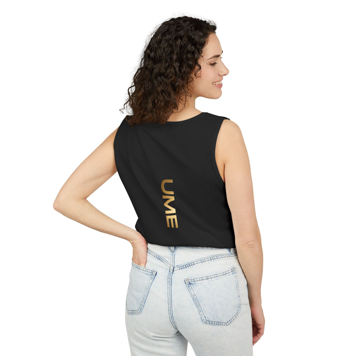 UME Gold Vertical Logo Tank Top – Garment-Dyed Unisex Muscle Tee