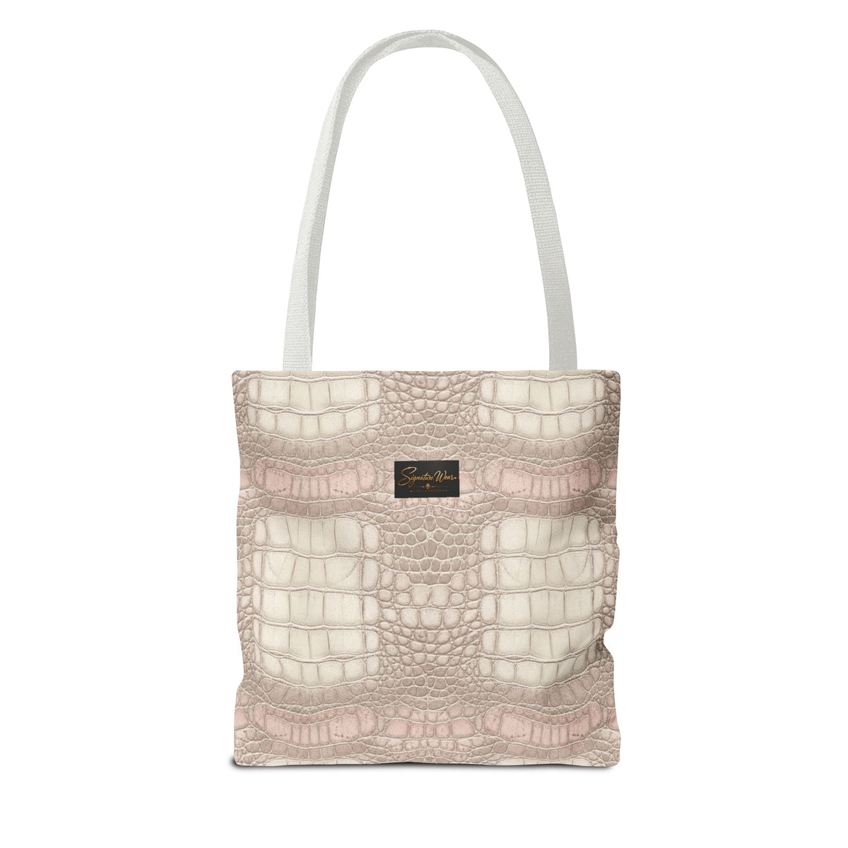 Croc Emboss Tote Bag — Blush Pink Crocodile Texture AOP Tote