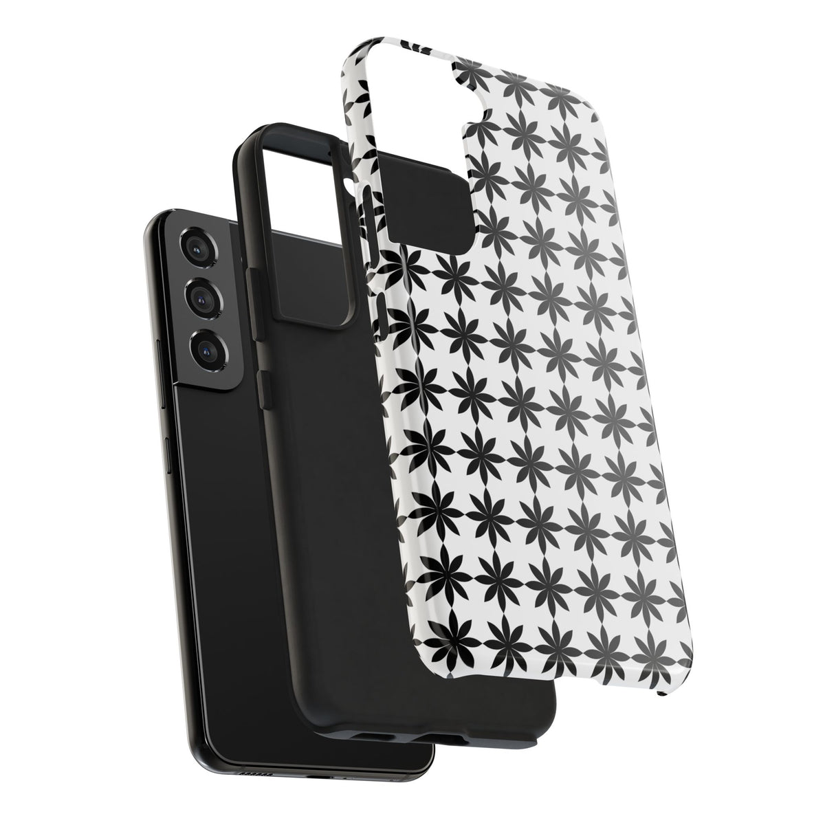 Tough Phone Case — Black & White Geometric Star Pattern
