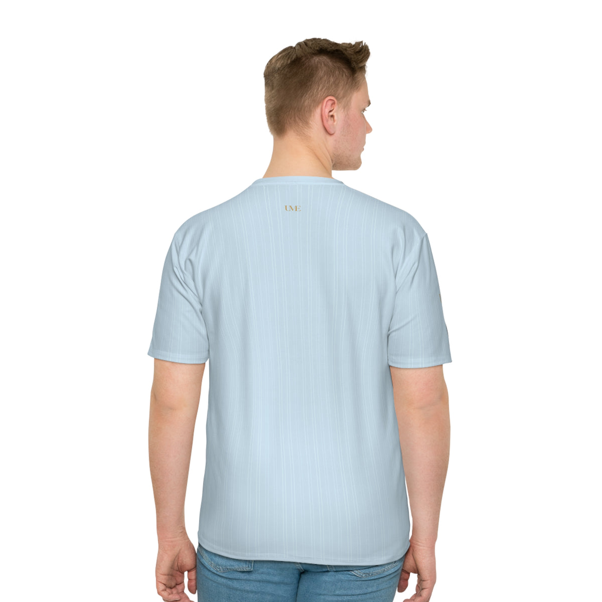Light Blue Vertical Stripe T-Shirt — All-Over Print