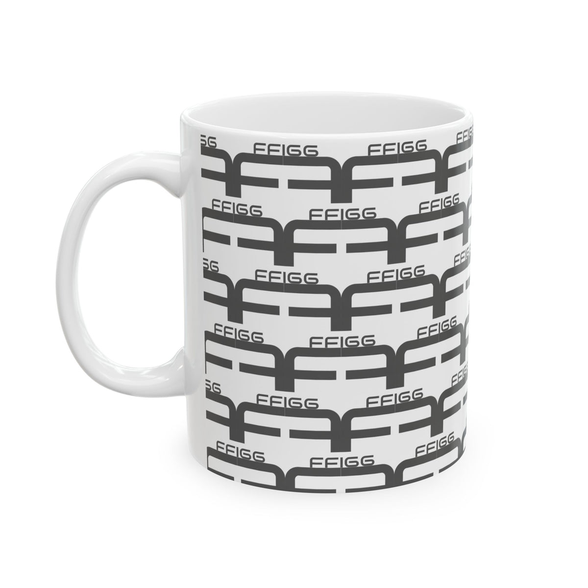 FFiGG Geometric Pattern Ceramic Mug — White