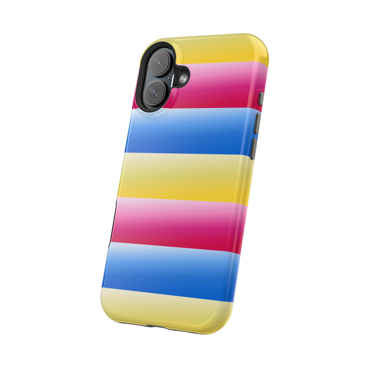 Striped Magnetic Impact-Resistant Phone Case — Colorful Pink Blue Yellow Protection