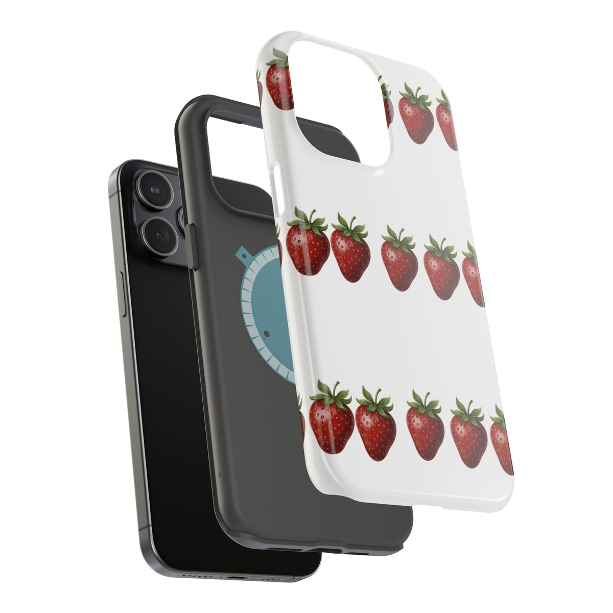 Strawberry Row Phone Case — White MagSafe Magnetic Impact-Resistant Cover