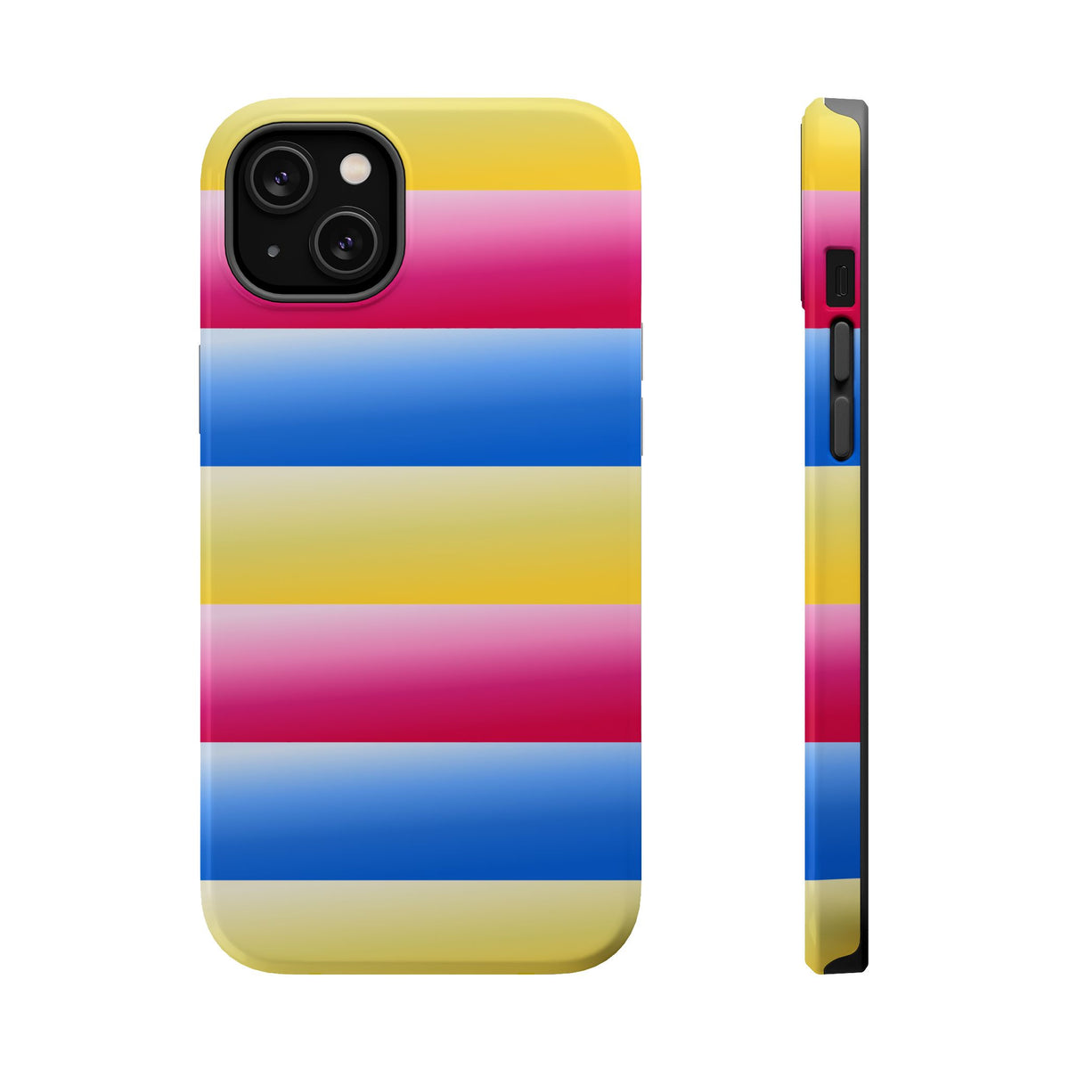 Striped Magnetic Impact-Resistant Phone Case — Colorful Pink Blue Yellow Protection