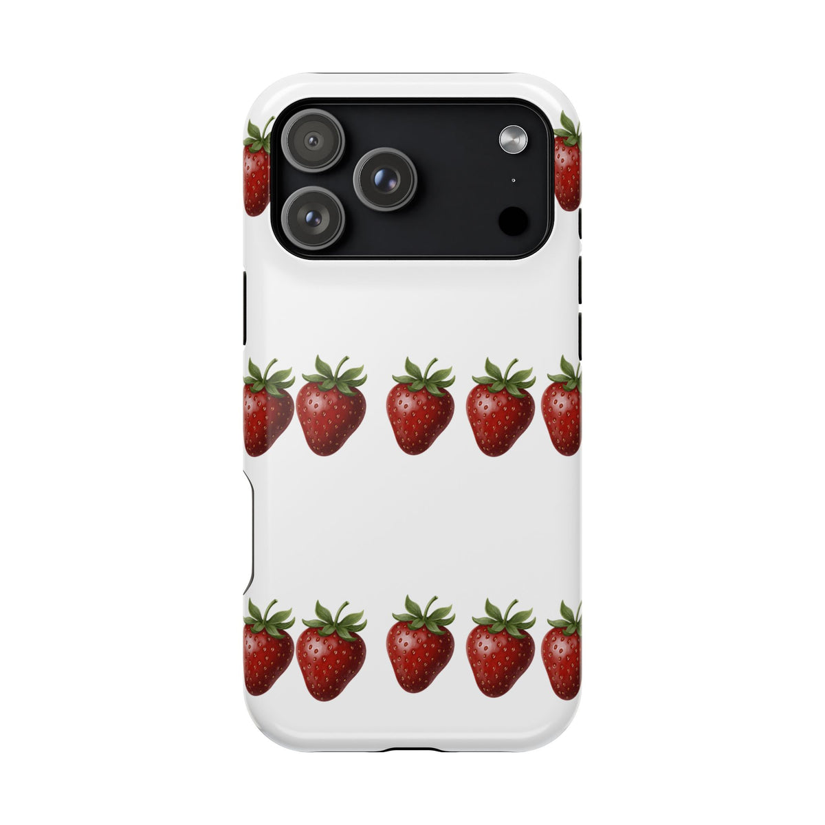 Strawberry Row Phone Case — White MagSafe Magnetic Impact-Resistant Cover
