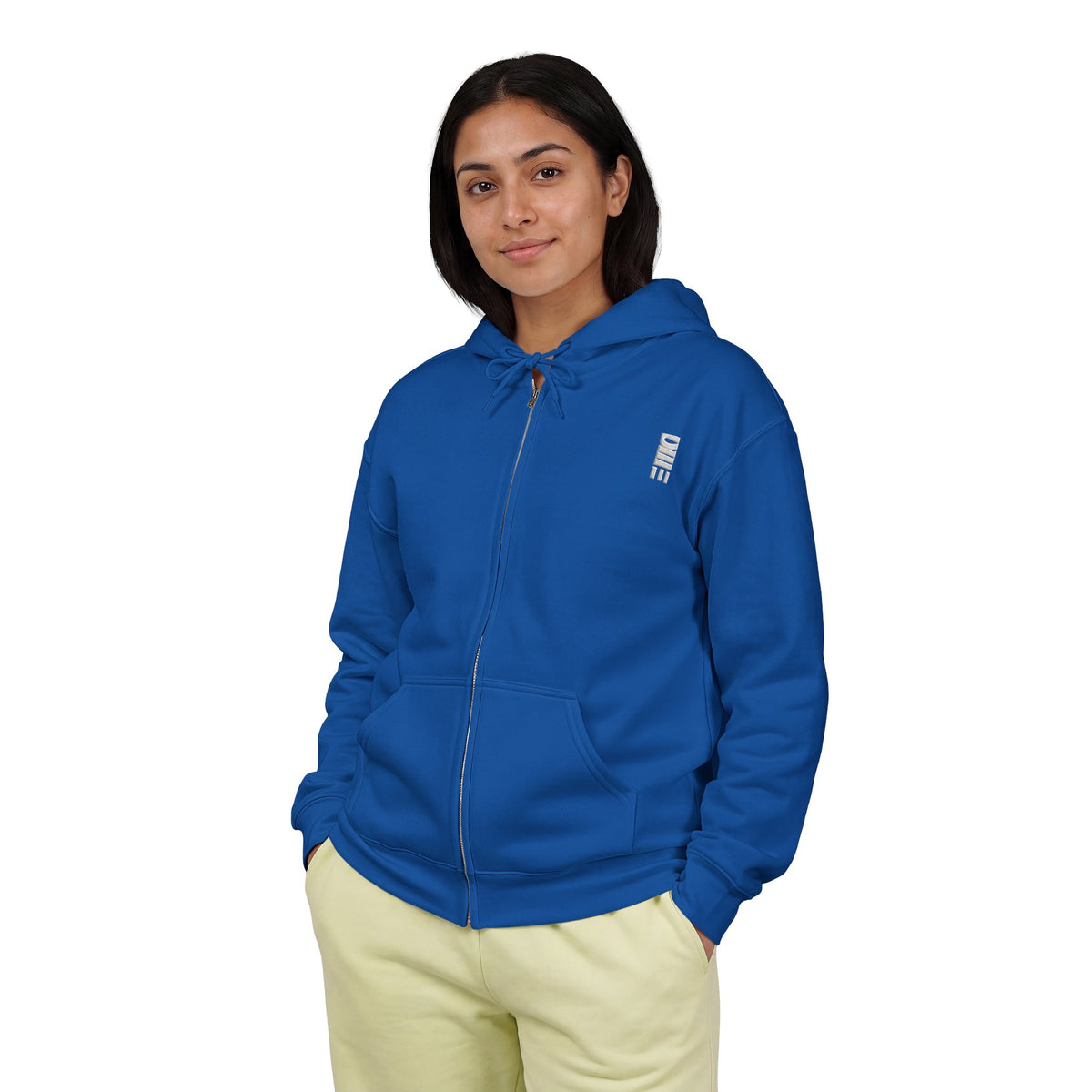 Full-Zip Midweight Hoodie — Multi-Color Minimal Graphic