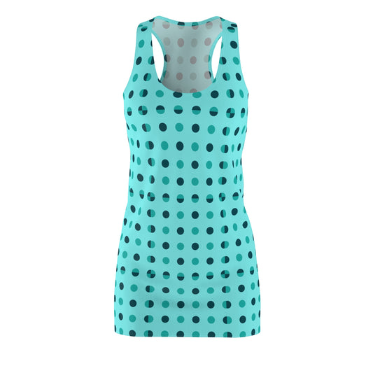 Aqua Polka Dot Racerback Dress — Women's Casual Summer Sundress