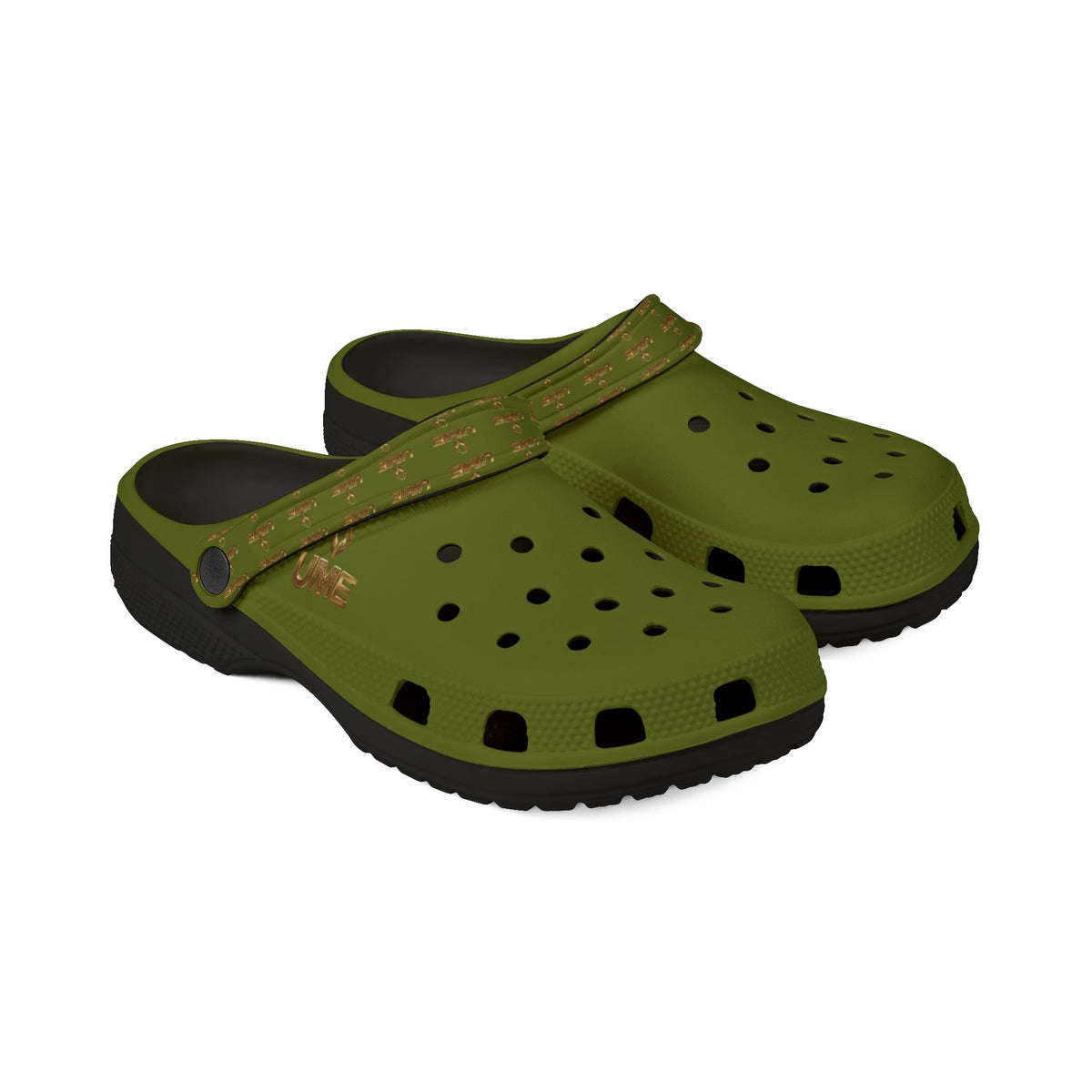 Olive All-Over Print EVA Foam Clogs — Slip-On Shoes
