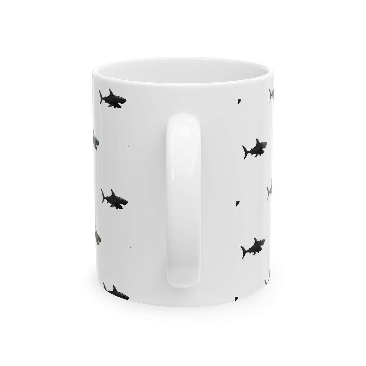 Shark Pattern Ceramic Mug – Black Shark Silhouette Coffee Cup (11oz, 15oz)