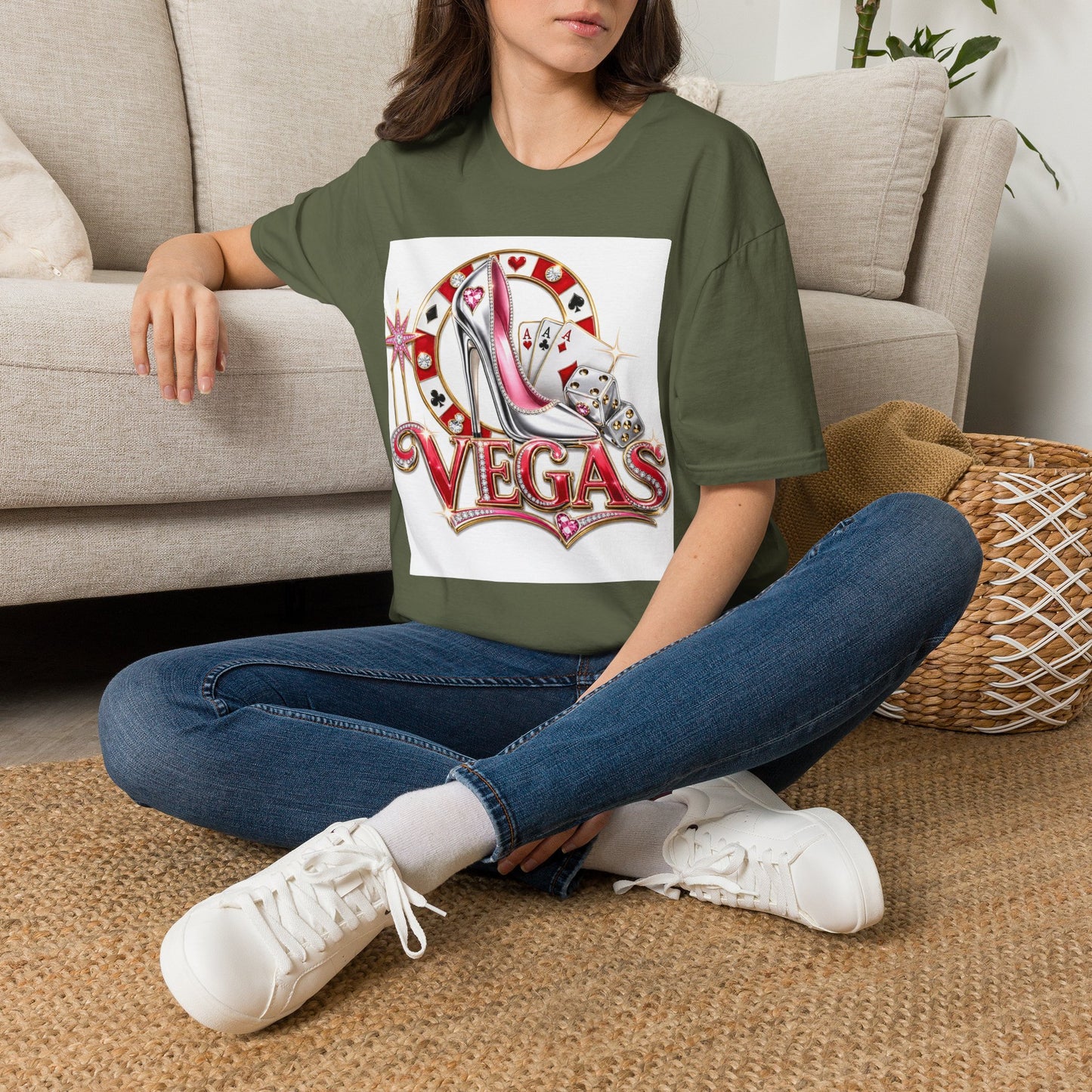 Las Vegas Casino Heels T-Shirt – Retro Vegas Cards & Dice Graphic