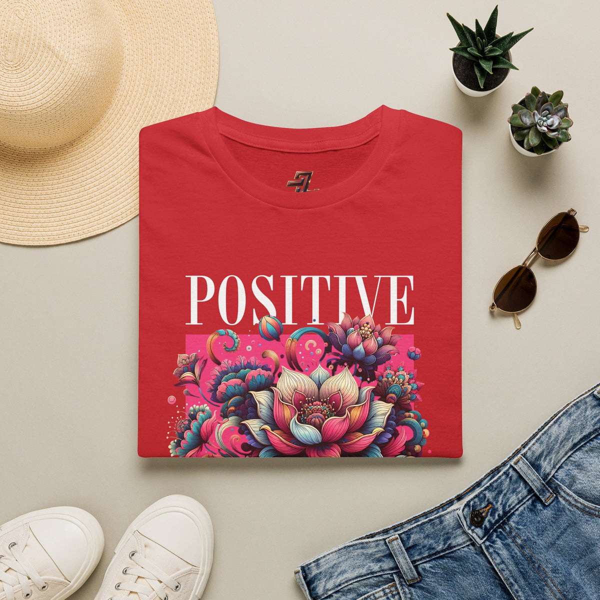 Positive Vibes T‑Shirt — Floral Retro Graphic Tee