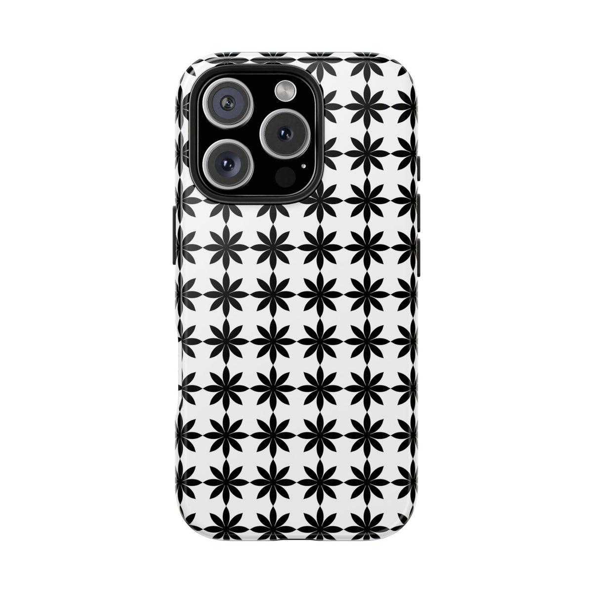Tough Phone Case — Black & White Geometric Star Pattern
