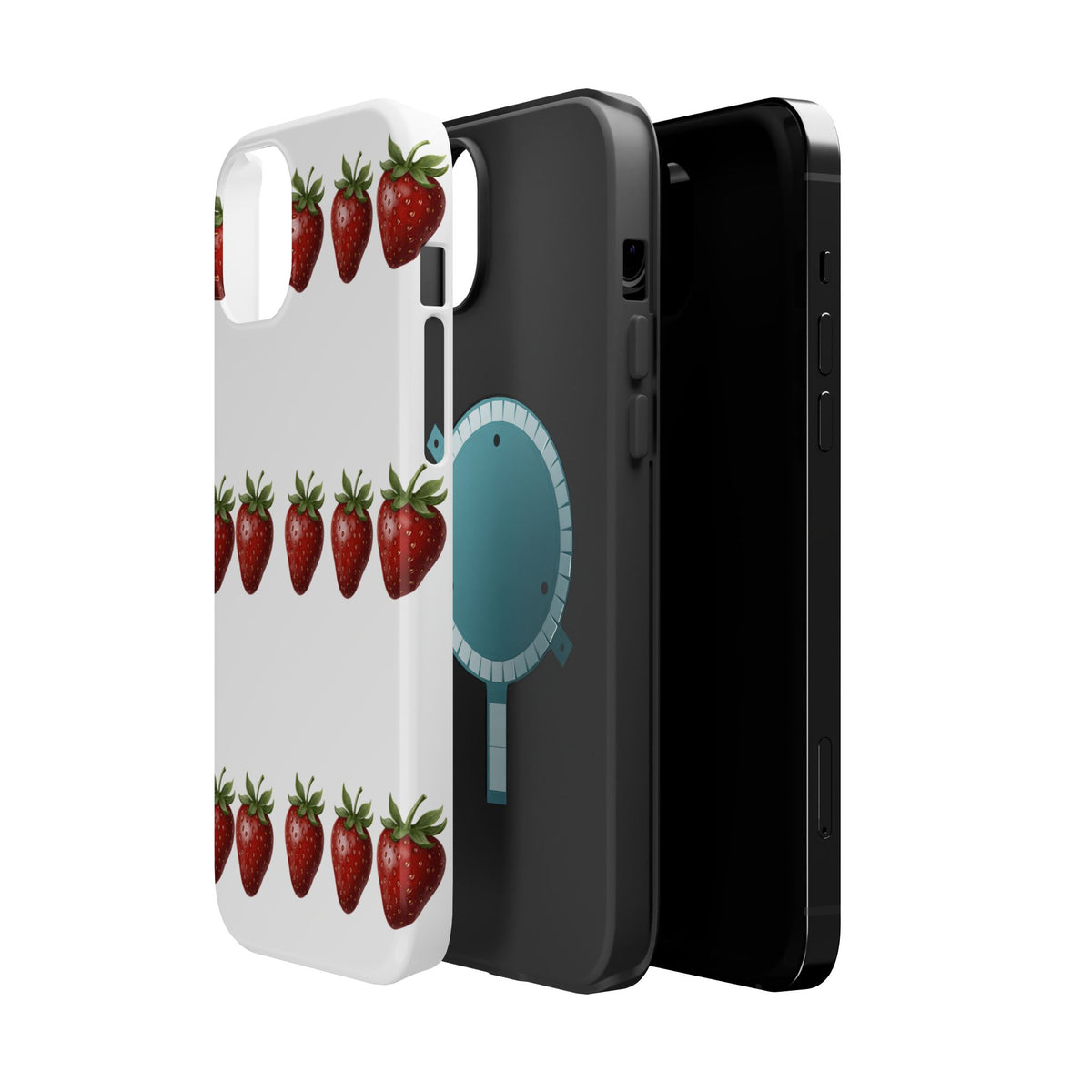 Strawberry Row Phone Case — White MagSafe Magnetic Impact-Resistant Cover