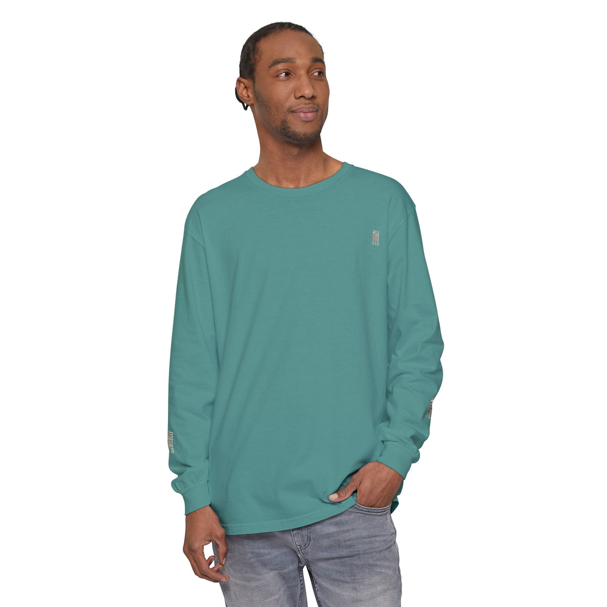 Garment-Dyed Long-Sleeve T-Shirt — Multi-Color Minimal Graphic