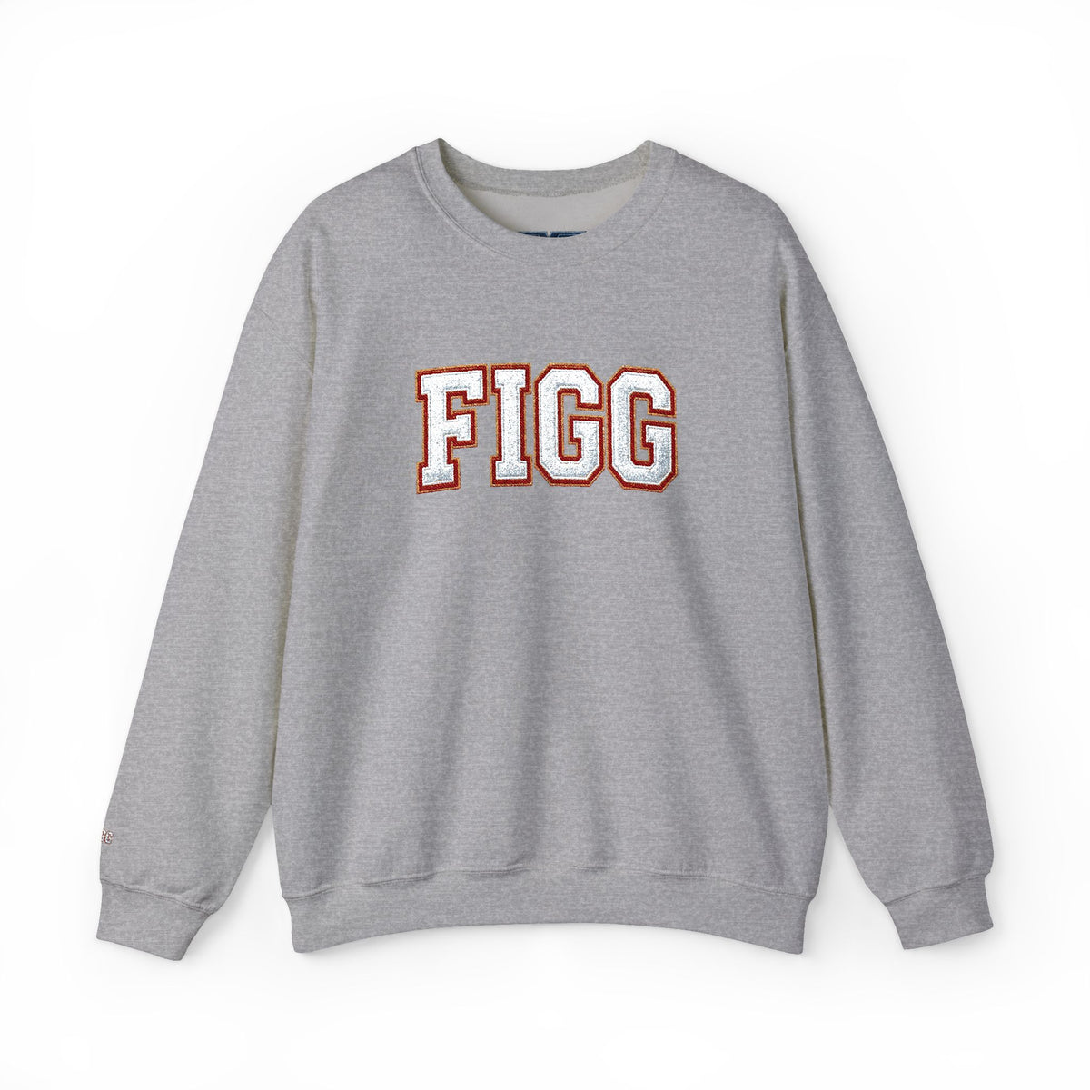 FFiGG Embroidered Collegiate Crewneck — Sport Grey, Black & More Colors