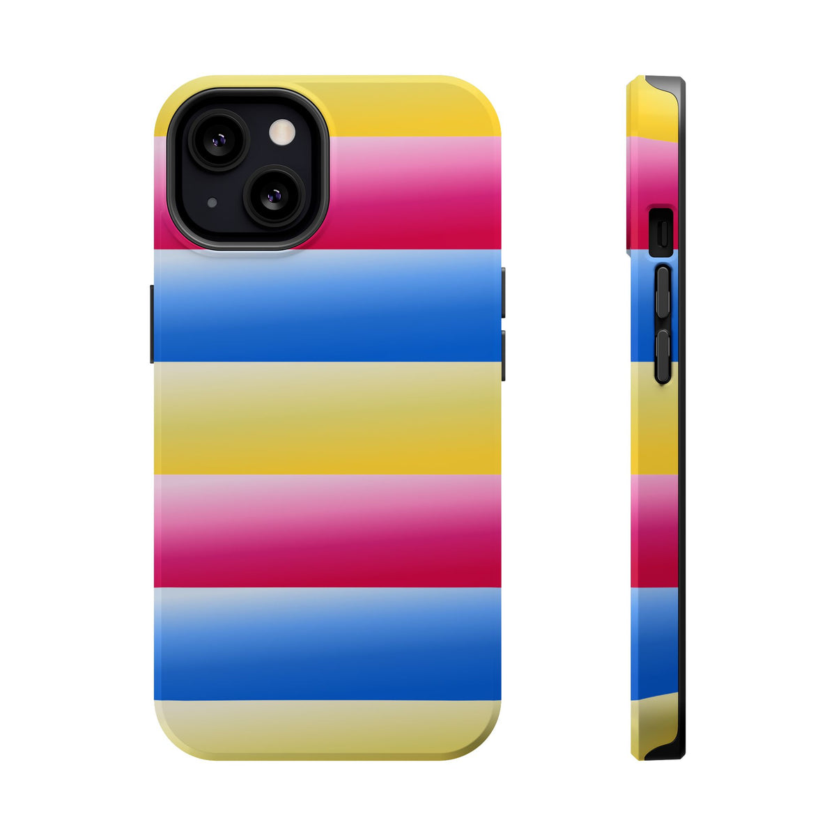 Striped Magnetic Impact-Resistant Phone Case — Colorful Pink Blue Yellow Protection