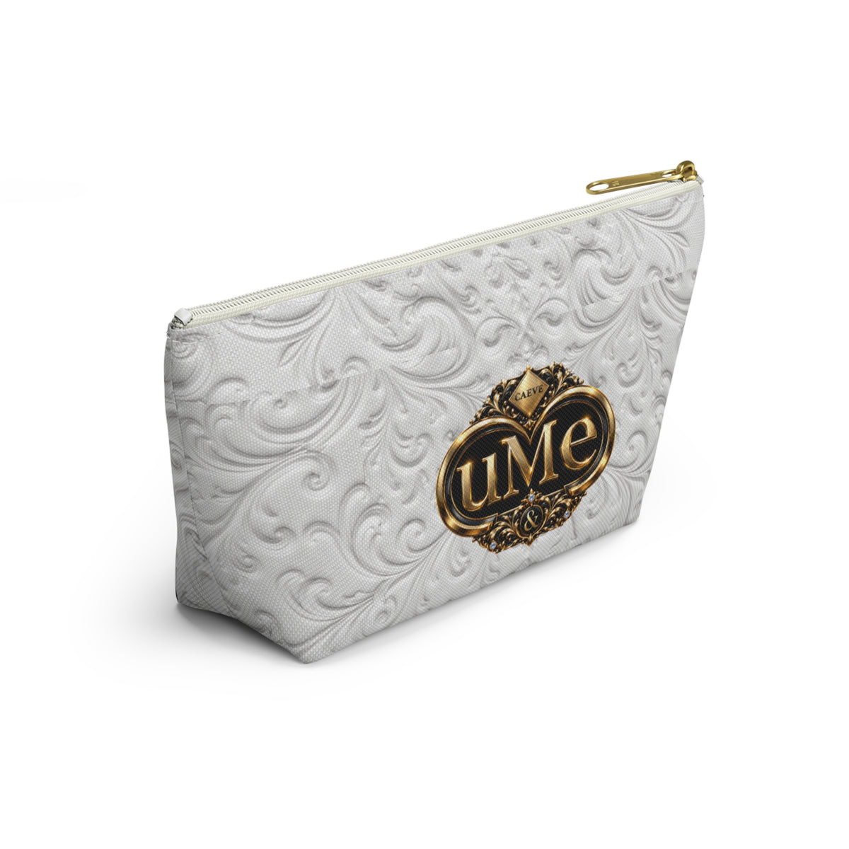 White UME Gold Crest Accessory Pouch — All-Over Print