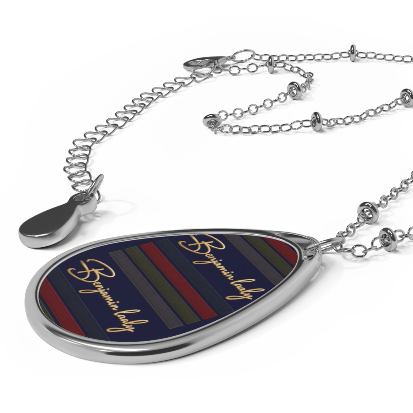 Personalized Oval Name Necklace — Custom Engraved Teardrop Pendant