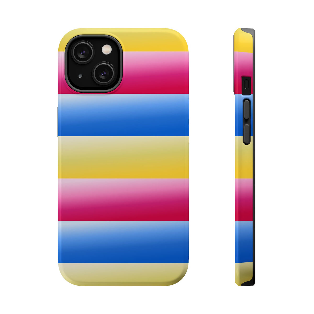 Striped Magnetic Impact-Resistant Phone Case — Colorful Pink Blue Yellow Protection