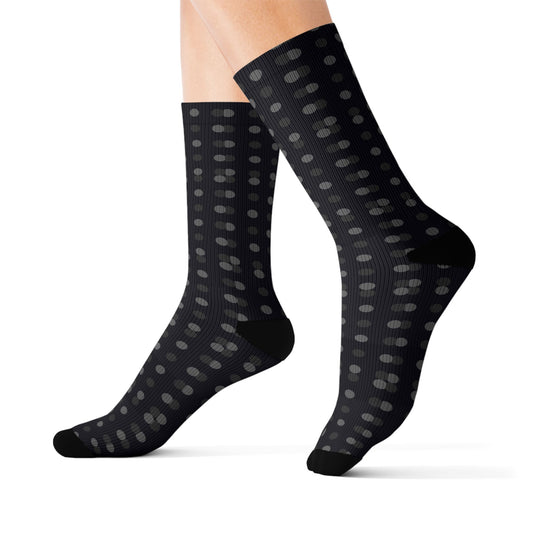 Black Polka Dot Sublimation Socks – Stylish Everyday Crew Socks