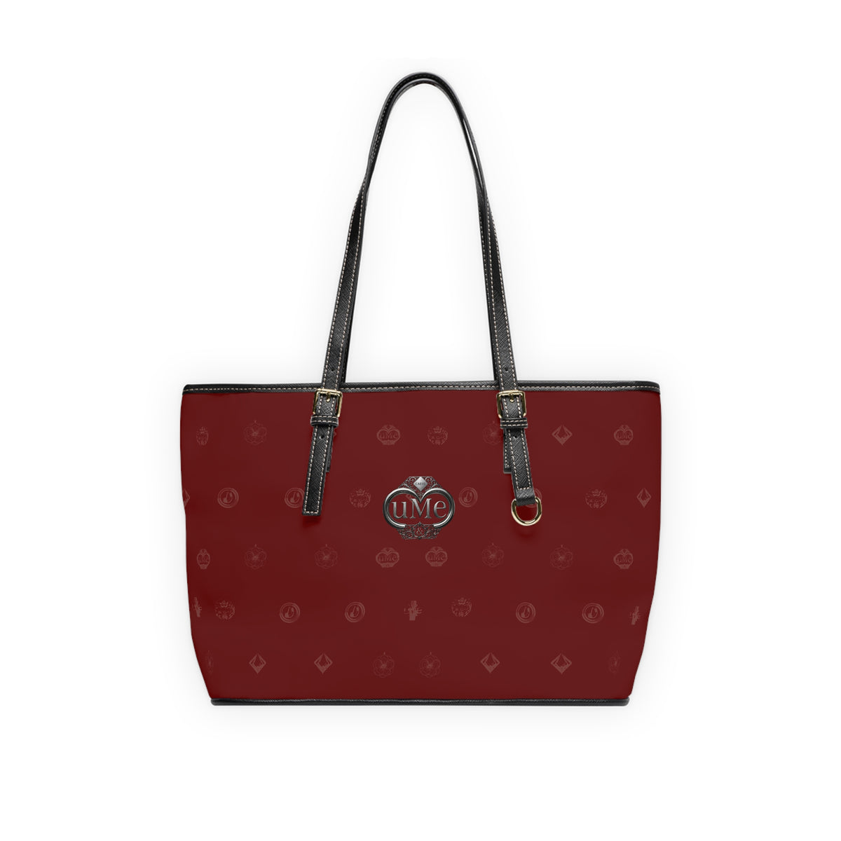 Red PU Leather Shoulder Bag Tote — UME Monogram, Everyday Work & Travel Handbag