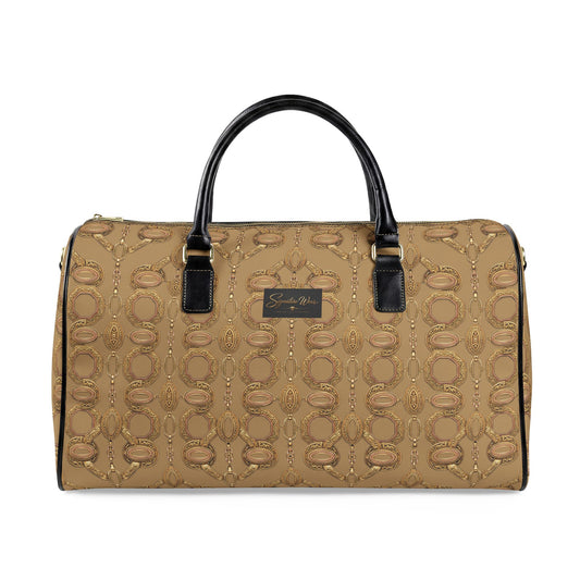 Chain Link Duffle Bag – Golden Tan | Faux Leather Travel Bag