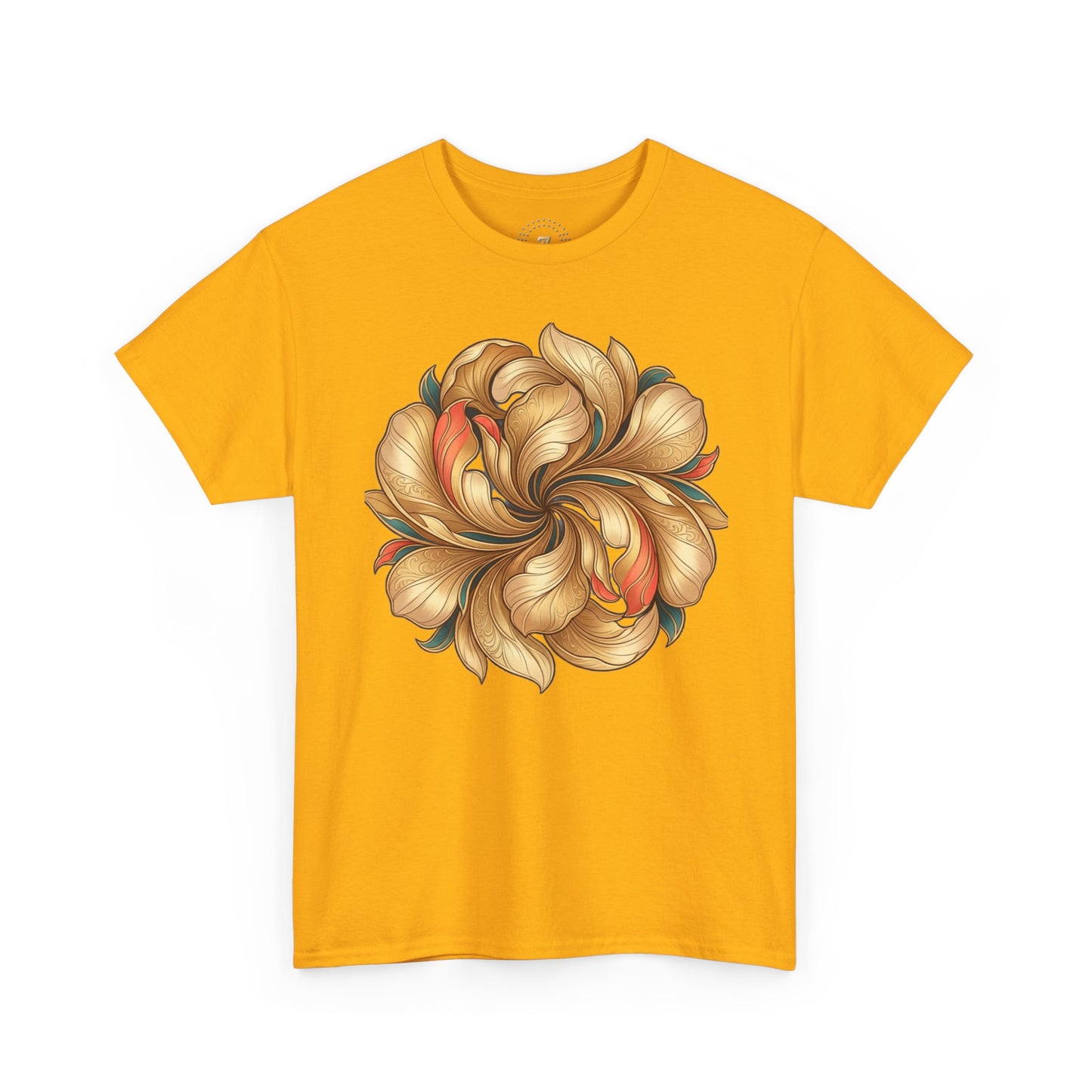 Floral Swirl Tee — Golden Petal Graphic T-Shirt