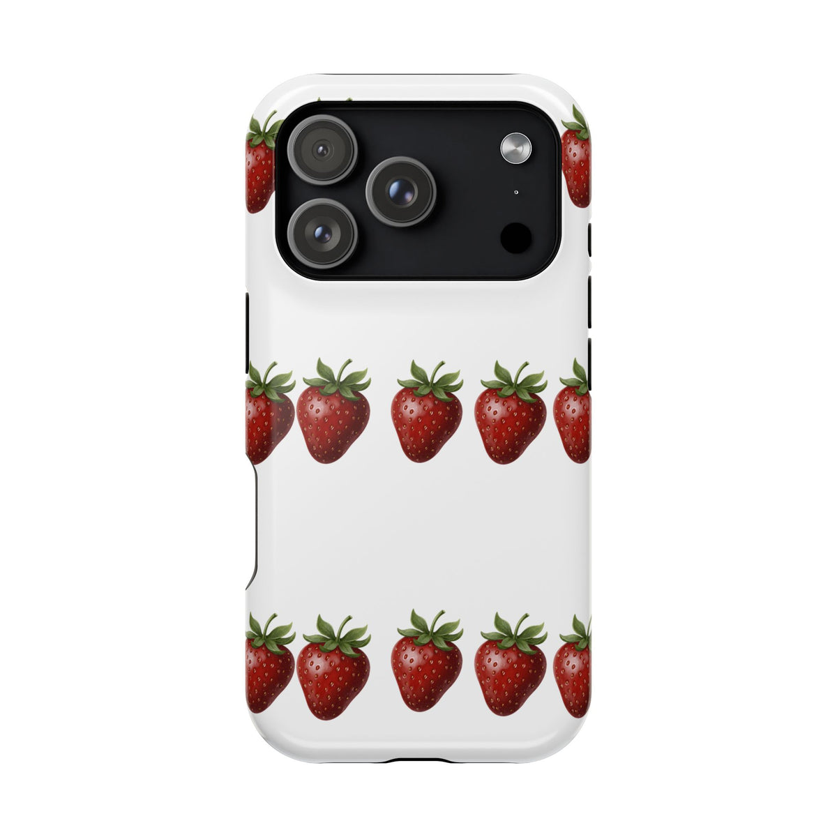 Strawberry Row Phone Case — White MagSafe Magnetic Impact-Resistant Cover