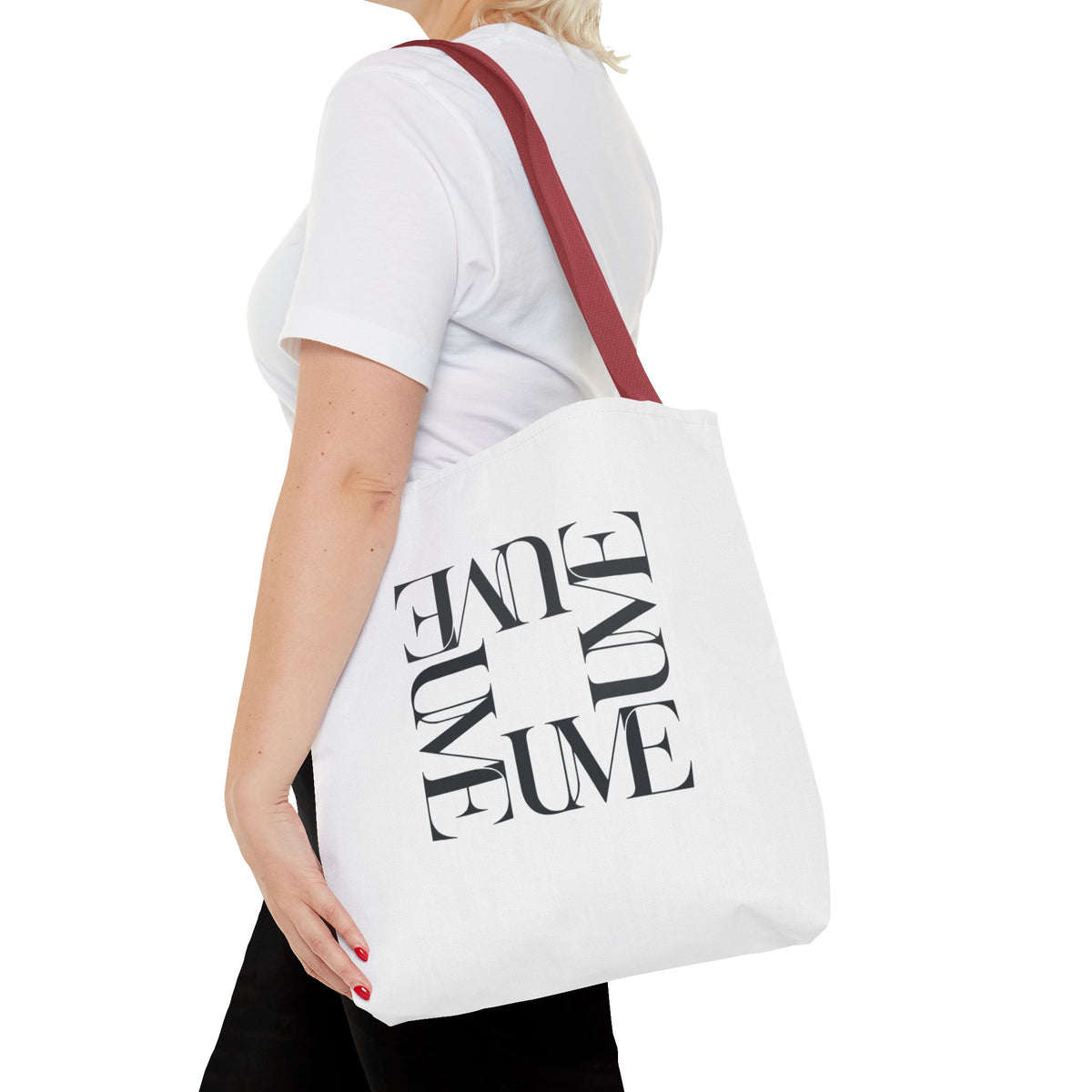 UME Square Typography Tote Bag — White