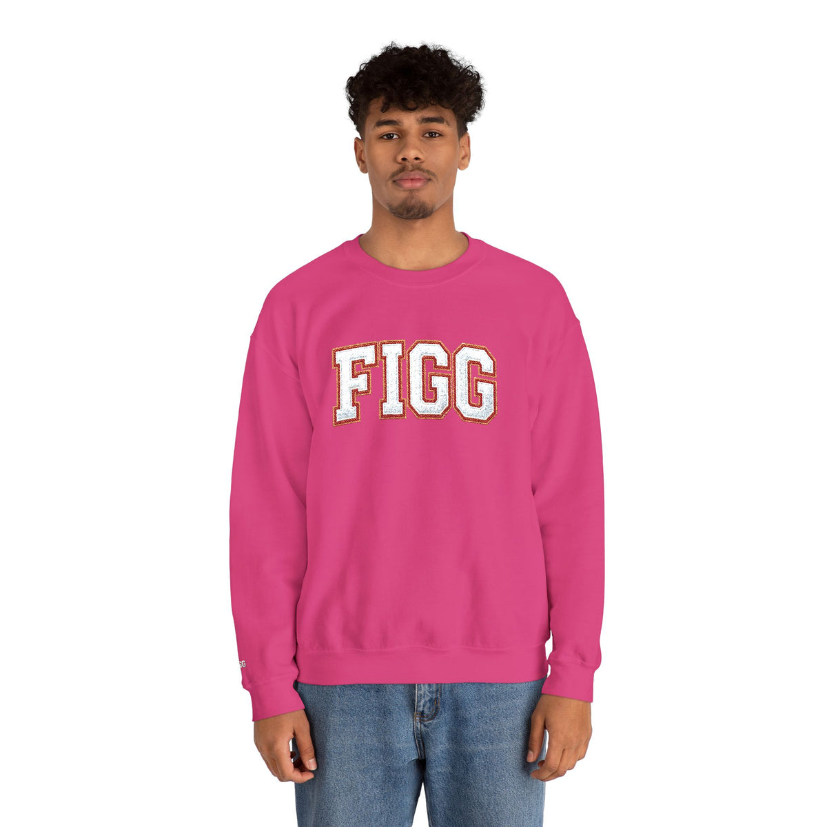 FFiGG Embroidered Collegiate Crewneck — Sport Grey, Black & More Colors