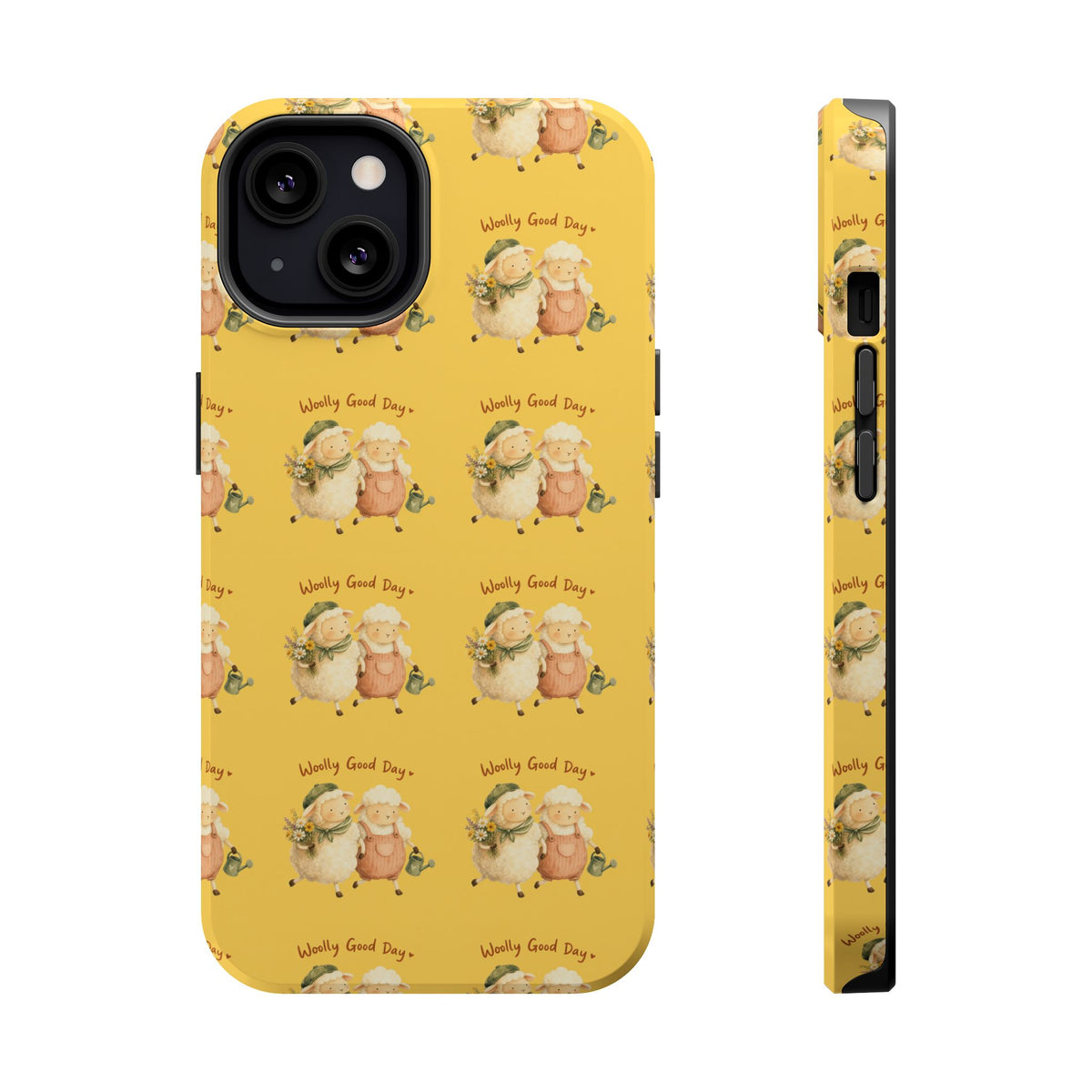 "Woolly Good Day" Phone Case — Yellow Sheep Pattern Magnetic Impact-Resistant Cover