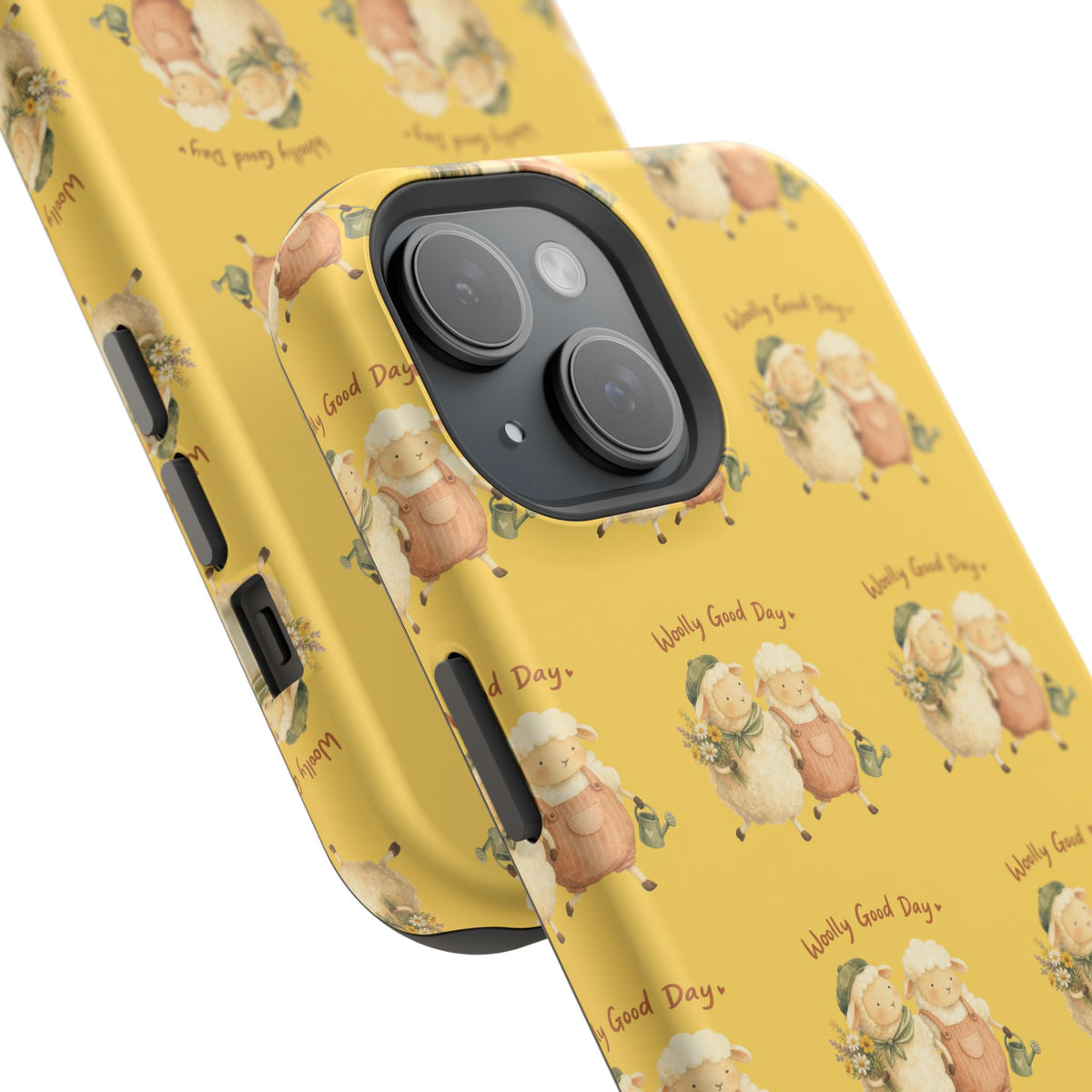 "Woolly Good Day" Phone Case — Yellow Sheep Pattern Magnetic Impact-Resistant Cover