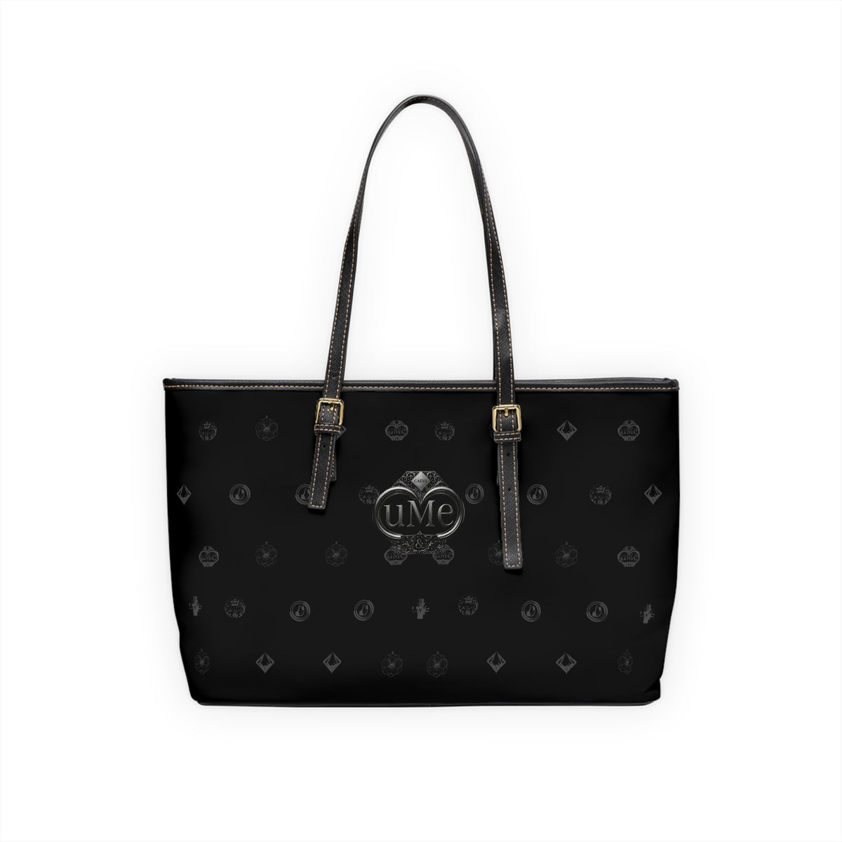 PU Leather Shoulder Bag — Classic Black UME Monogram Tote