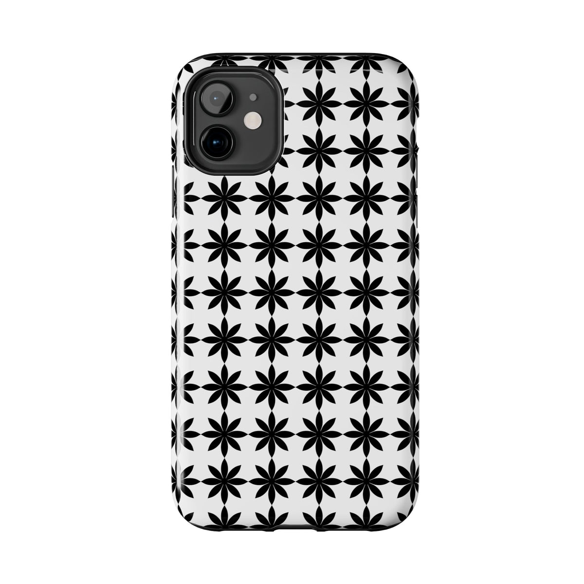 Tough Phone Case — Black & White Geometric Star Pattern