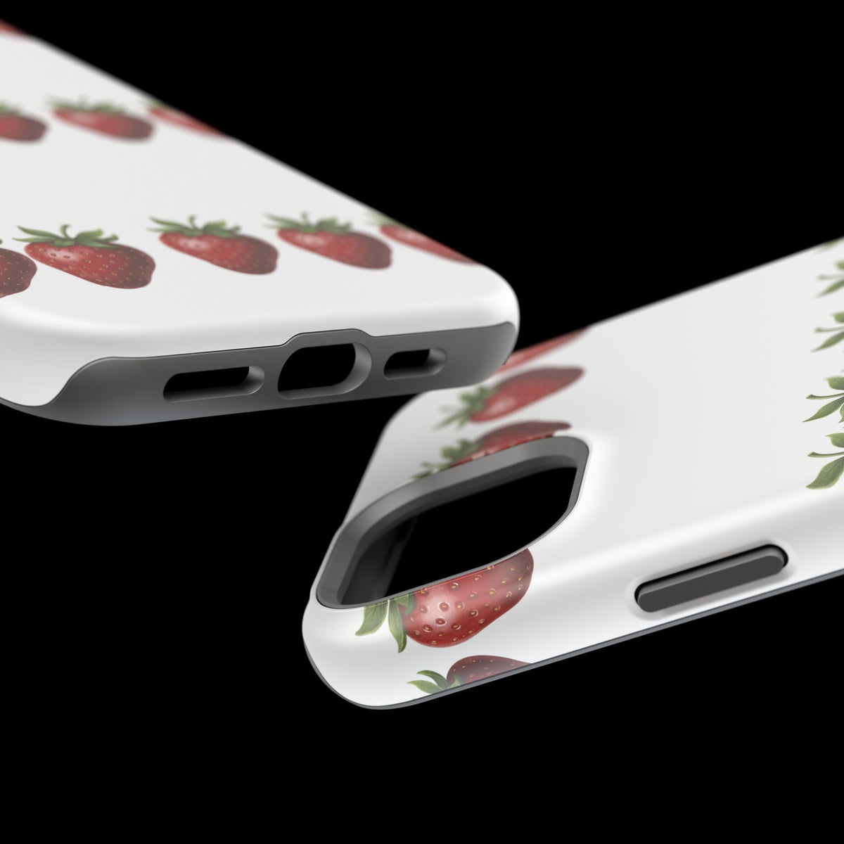 Strawberry Row Phone Case — White MagSafe Magnetic Impact-Resistant Cover