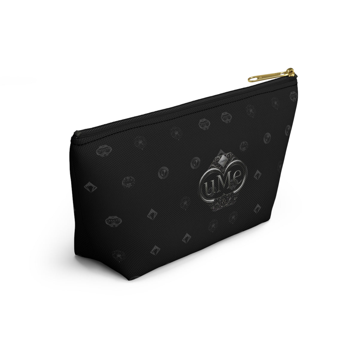 Black Luxe Logo Accessory Pouch — UME T-Bottom Cosmetic Bag