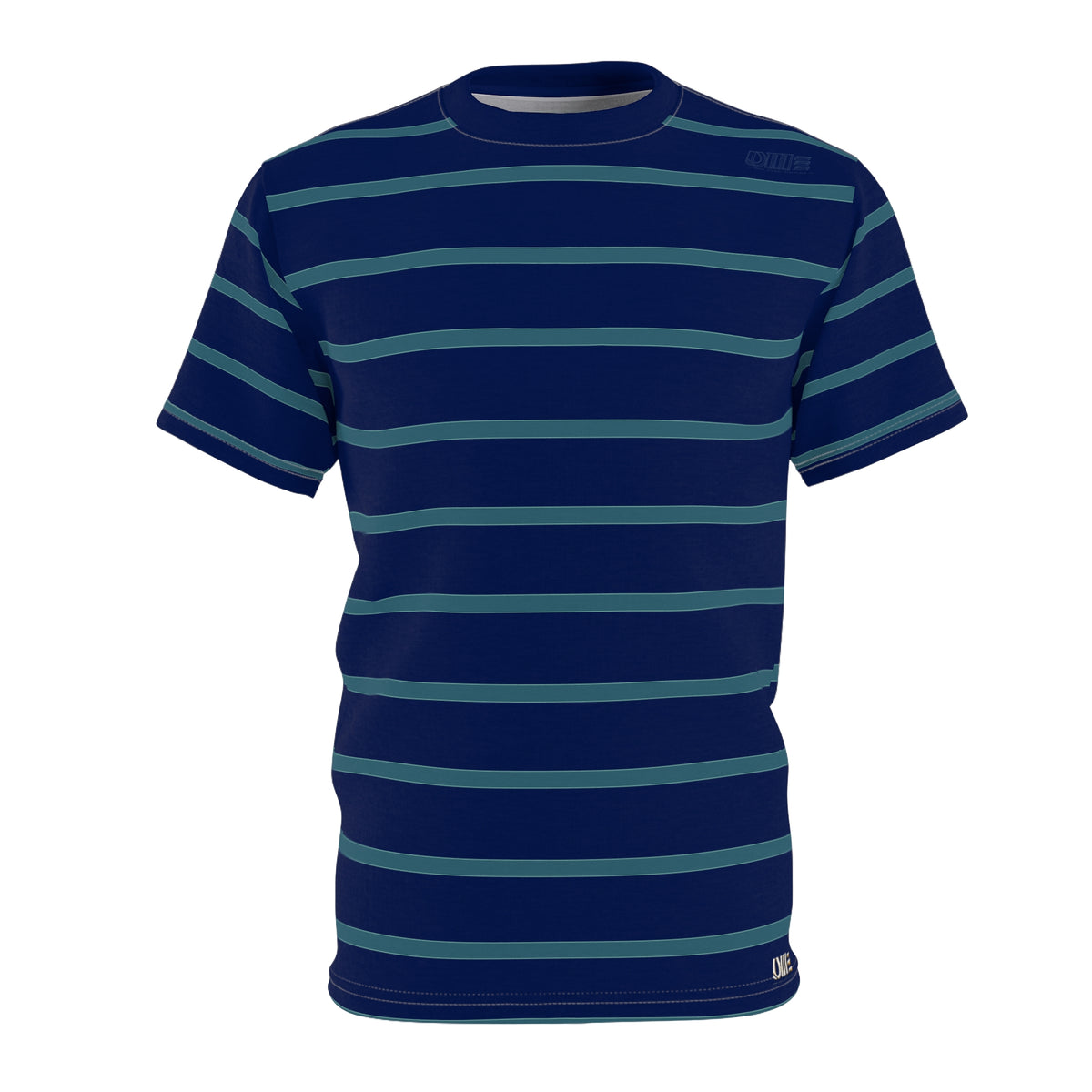 Striped Navy Crew Tee — Classic Blue Horizontal Stripe T-Shirt