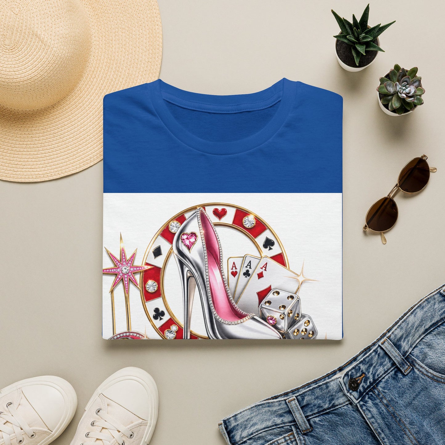 Las Vegas Casino Heels T-Shirt – Retro Vegas Cards & Dice Graphic
