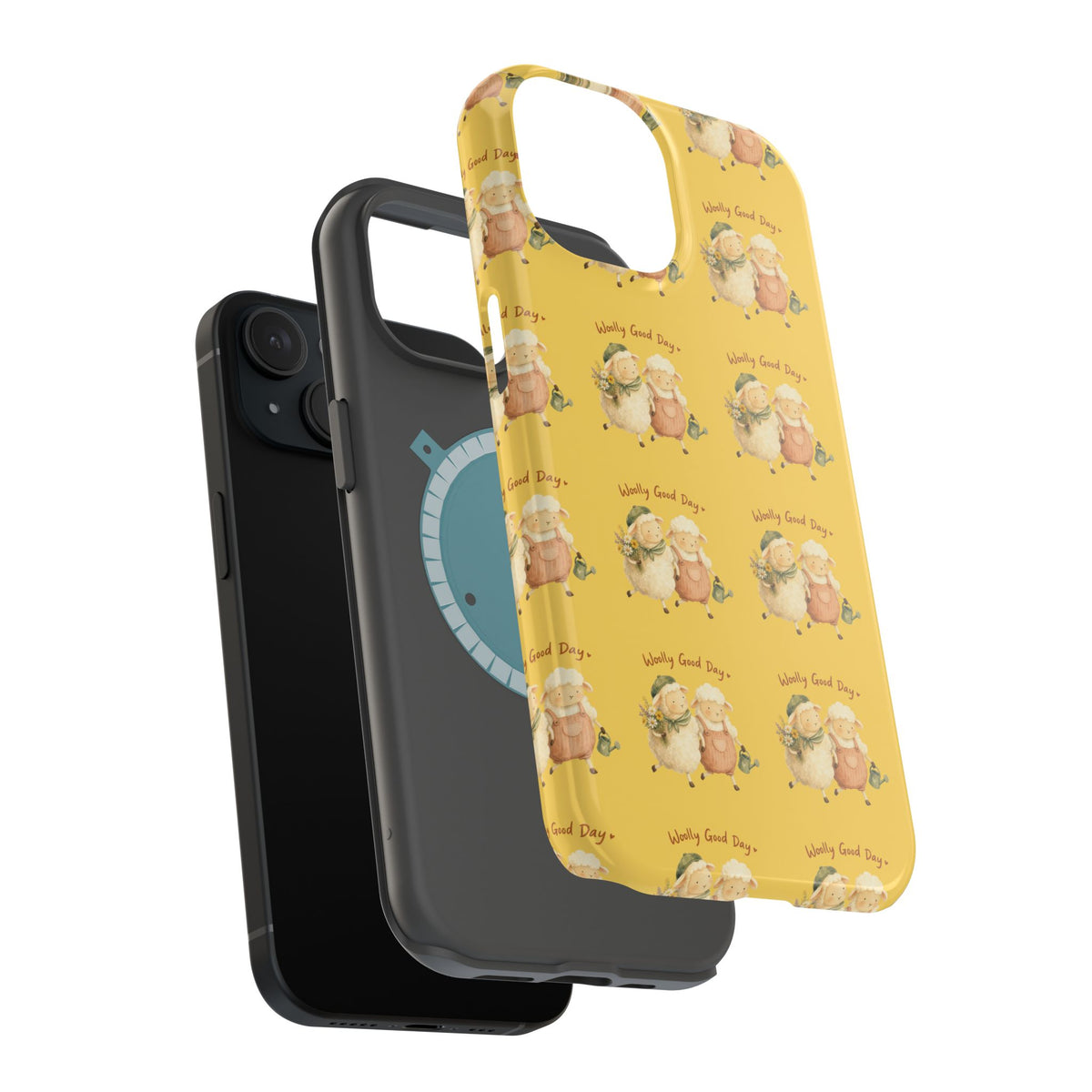 "Woolly Good Day" Phone Case — Yellow Sheep Pattern Magnetic Impact-Resistant Cover