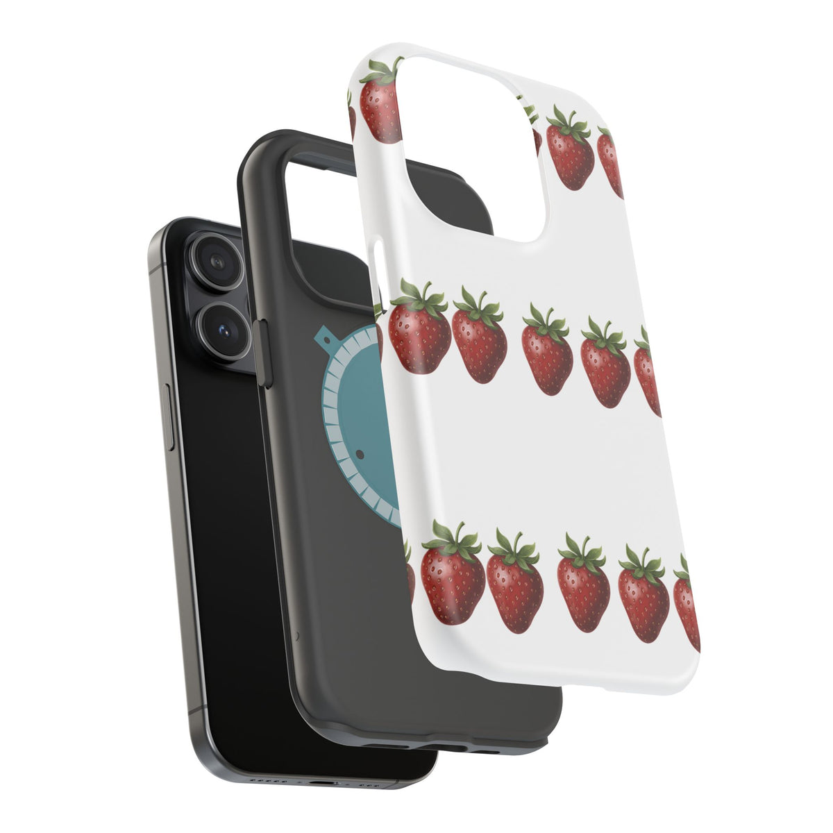 Strawberry Row Phone Case — White MagSafe Magnetic Impact-Resistant Cover