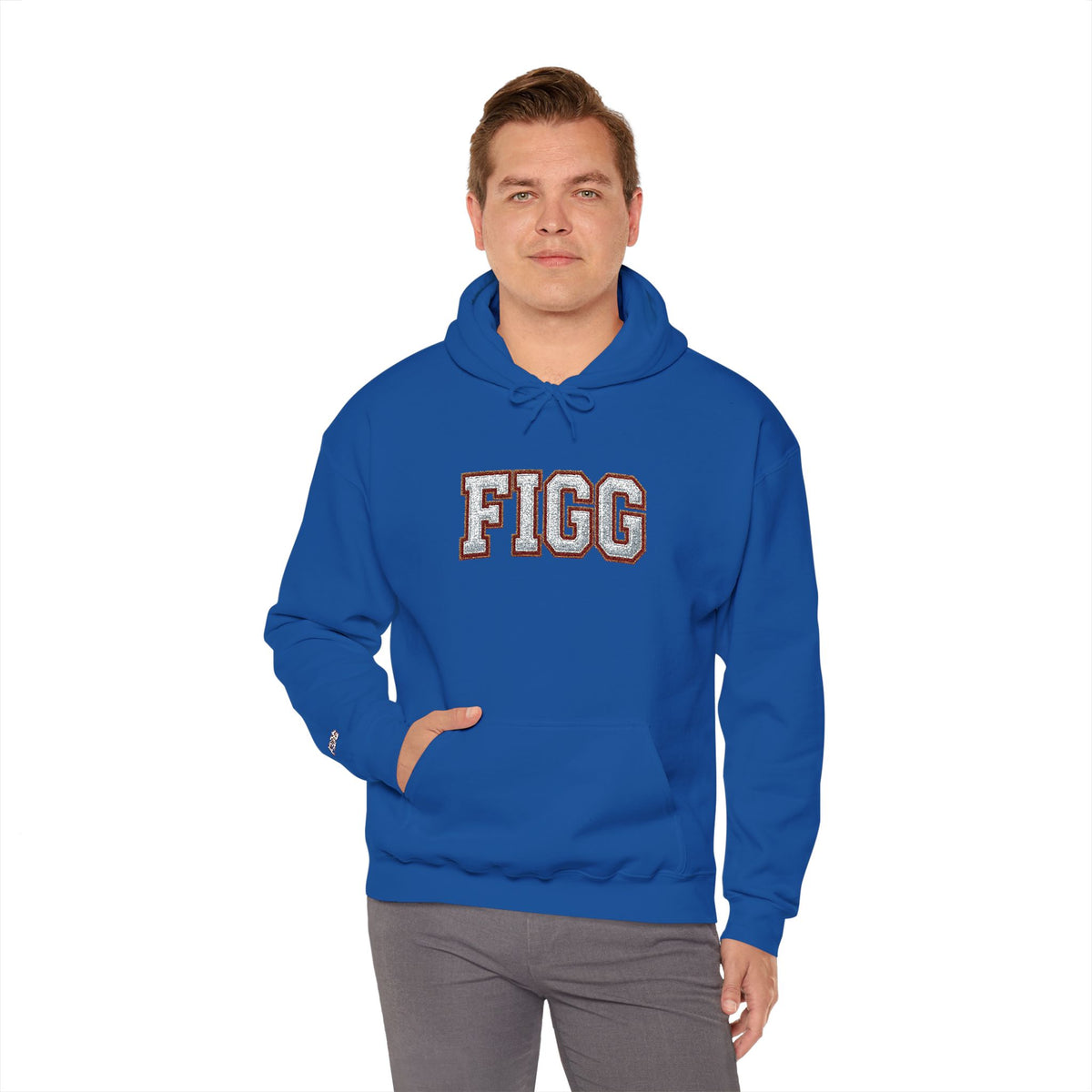 FFiGG Embroidered Varsity Hoodie — White, Black, Grey & More Colors